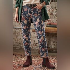 Vintage America Wonderland Skinny Ankle Floral Tapestry Jeans Indigo Multi 14/32